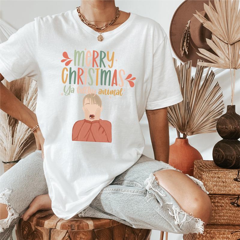 Dámske tričko MERRY CHRISTMAS YA FILTHY ANIMAL